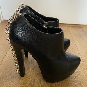 Black Steve Madden leather spiked booties